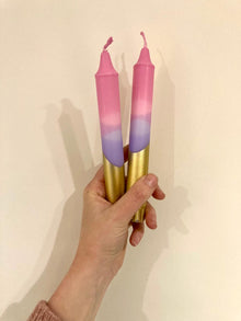  Pink, purple and gold Candles