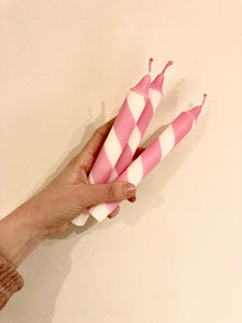  Pink and White Candy Cane Candles