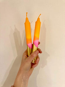  Neon Pink with Orange and Gold Candles