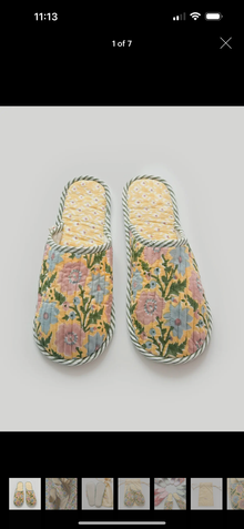  BLOCK PRINT HOUSE SLIPPERS, BUTTERMILK