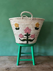  HAND EMBROIDERED MARKET BASKET, POSY